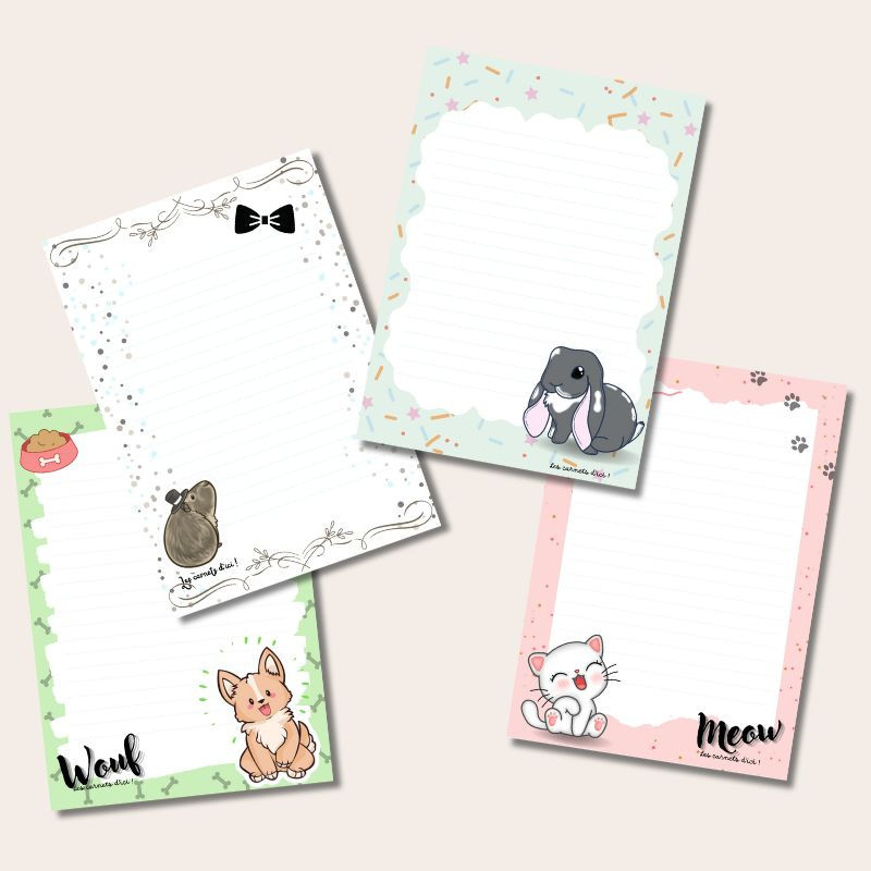 Nos adorables petits bloc notes à  l'effigie de nos animaux.